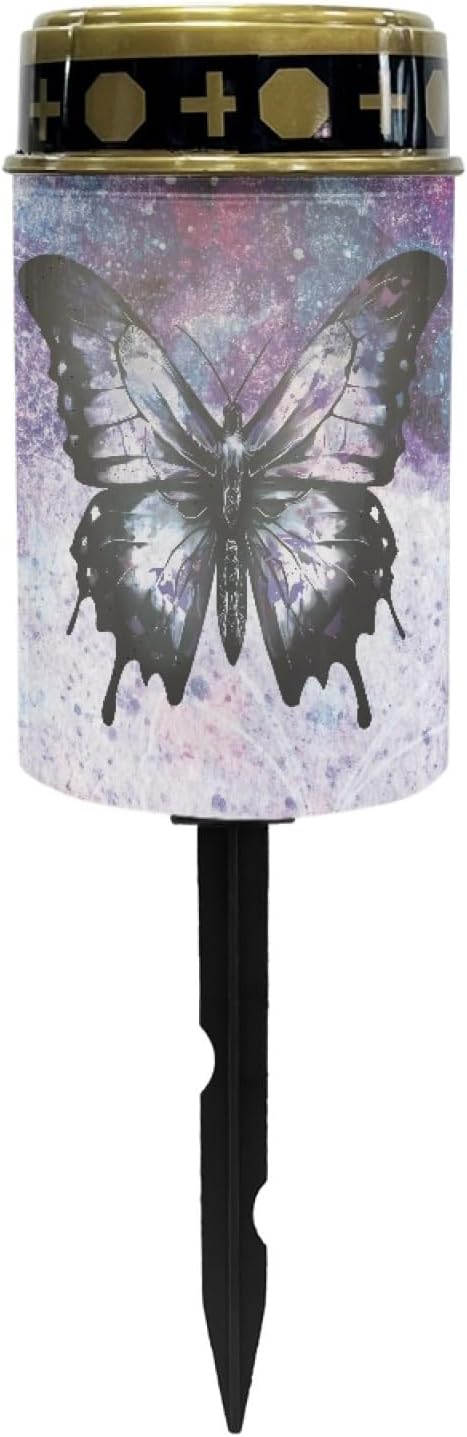 Black Butterfly Solar Pathway Lights Outdoor Waterproof Garden Lights Pretty Solar Stake Lights Galaxy Space Flameless Walkway Lights LED Solar Powered Fairy Lights for Outside