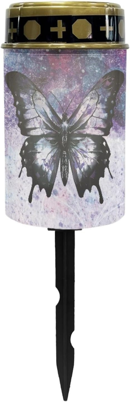 Black Butterfly Solar Pathway Lights Outdoor Waterproof Garden Lights Pretty Solar Stake Lights Galaxy Space Flameless Walkway Lights LED Solar Powered Fairy Lights for Outside