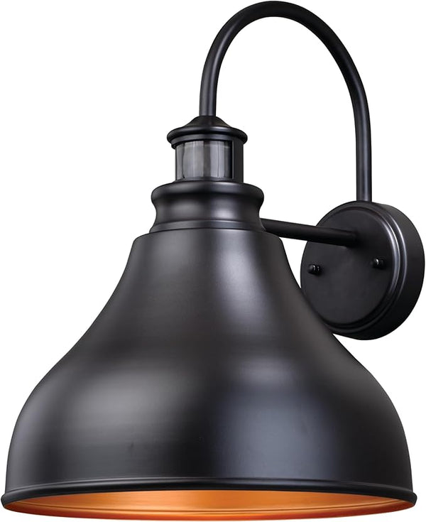 VAXCEL Delano Bronze Motion Sensor Dusk to Dawn Farmhouse Barn Dark Sky Outdoor Wall Light | Lumora