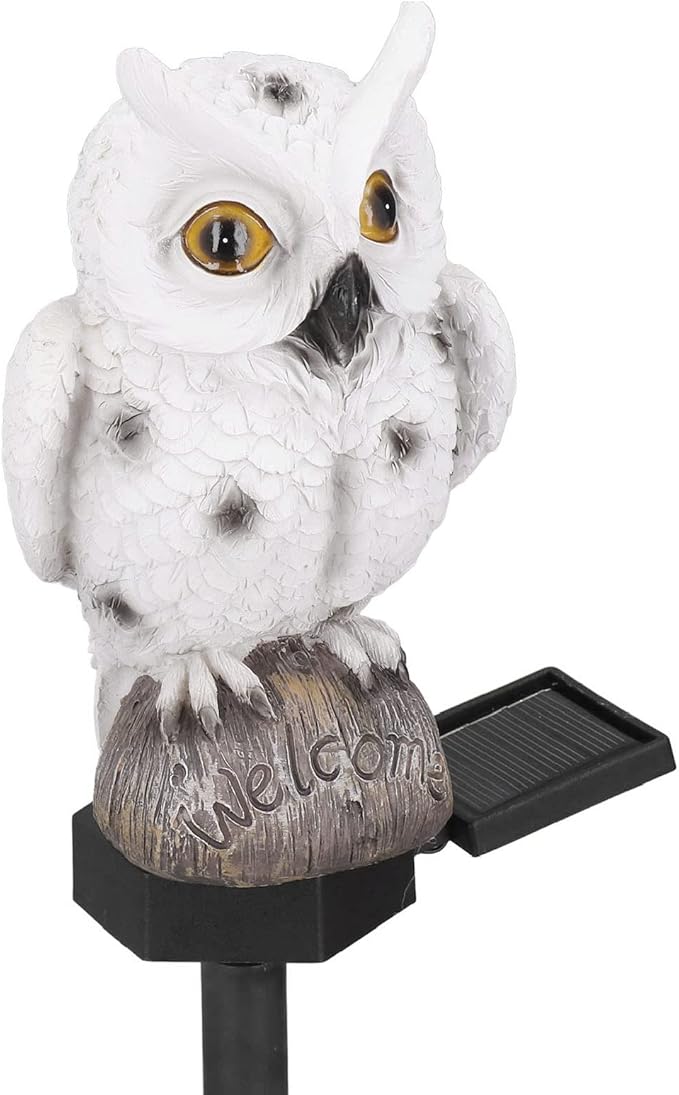 YWBL-WH Solar Pathway Lights Outdoor Solar Owl Design, Warm Light, 600mAh Battery Solar Powered Landscape Light for Patio Yard Driveway