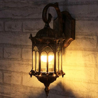 European Vintage Outdoor Wall Light,Retro Victorian Antique AlumiExpression artistique m Lantern,Transparent s Lampshade Waterproof Sconce for Garden Balcony Porch Exterior Landscape