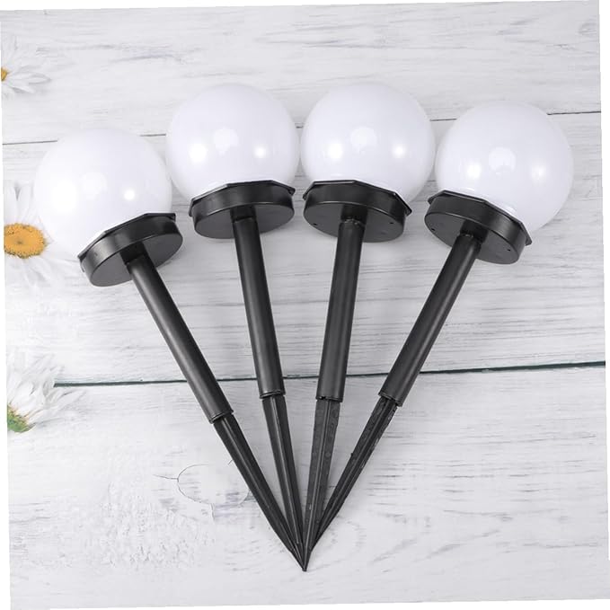 4pcs Solar Lawn Path Lights Waterproof Outdoor Garden Solar Lamps Warm Light Landscape Ground Plug Lighting for Yard and Courtyard