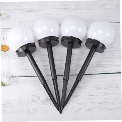 4pcs Solar Lawn Path Lights Waterproof Outdoor Garden Solar Lamps Warm Light Landscape Ground Plug Lighting for Yard and Courtyard