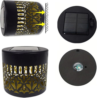 Decorative Solar Mandala Lights, Solar Mandala Lights Outdoor, Metal Solar Powered Outdoor Deck Step Wall Lights, Mandala Theme Waterproof Fence Light for Garden Post Patio Backyard (1pcs-A)