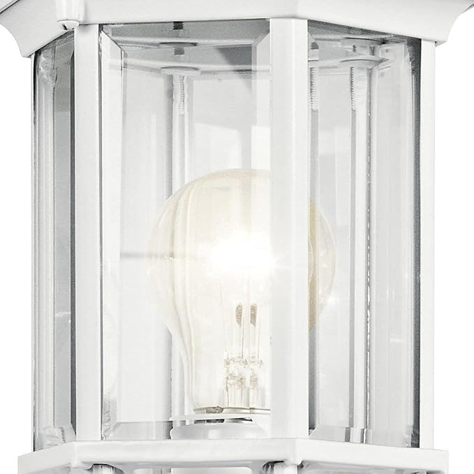 Kichler Chesapeake 17" Outdoor Wall Light in White, 1-Light Exterior Porch Light, Coastal Wall Sconce with Clear Beveled Glass, (17" H x 6.5" W), 49255WH