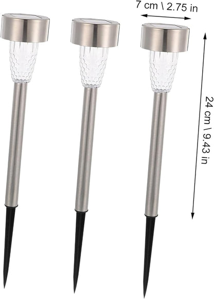 TEHAUX 12pcs Solar Pathway Lights Outdoor Stainless Steel Solar Stake Lights for Patio Walkway Garden Decoration