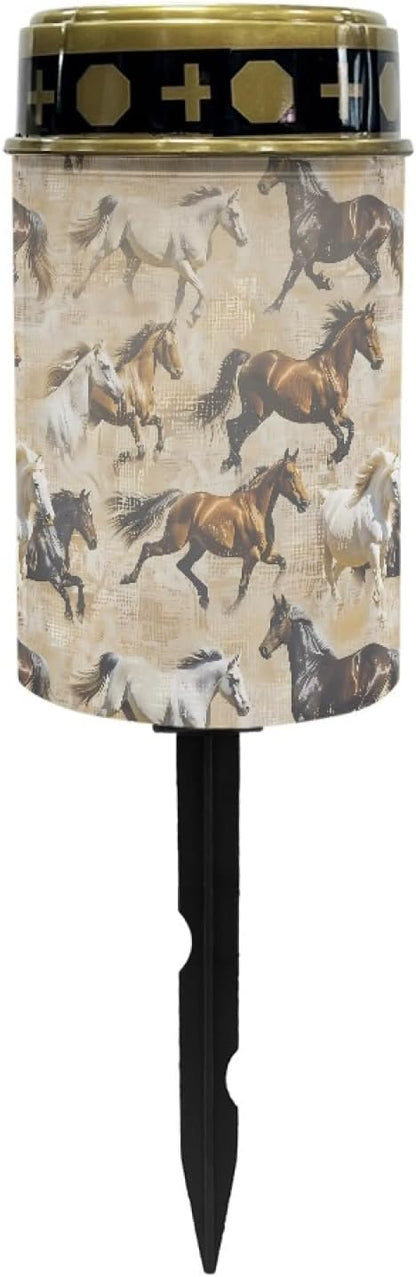 Desert Horse Solar Powered LED Outdoor Garden Decor Lights for Yard Patio Solar Pathway Lights Landscape Lighting for Driveway Walkway Lights Outdoor Table Lamp,Warm White Lights