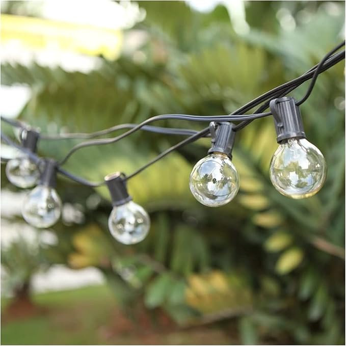 Outdoor String Lights Mains Powered Festoon Lighting 25FT G40 IP44 for Indoor & Outdoor Backyard Patio Cafe Garden Party Decoration Warm White Tomshine