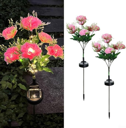 2 Pack Solar Garden Lights IP65 Waterproof LED Stakes 70cm Outdoor Decorative Lighting for Patio Path Lawn Balcony Fence(Pink)