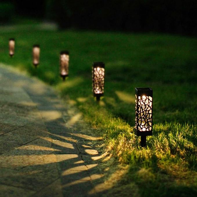 Uonlytech 6-Pack Solar Stake Lights Waterproof Outdoor Garden Lamp for Courtyard Walkway Landscape No Wiring Required