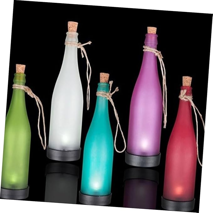 5 Pcs Solar Bottle Lights Led Plastic Waterproof Outdoor Garden Yard Patio Pathway Lights for Christmas Halloween Weddings Random