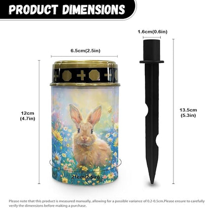Rabbit Solar Garden Stake Lights - Waterproof Solar Pathway Lights for Decorative Memorial, Landscape, Yard, Lawn, Grave, Cemetery Decoration