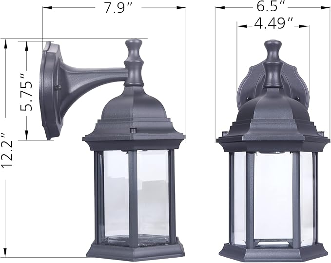 LIT-PaTH Outdoor Wall Lantern, Wall Sconce as Porch Lighting Fixture, E26 Medium Base Max 60W, Aluminum Housing | Lumora