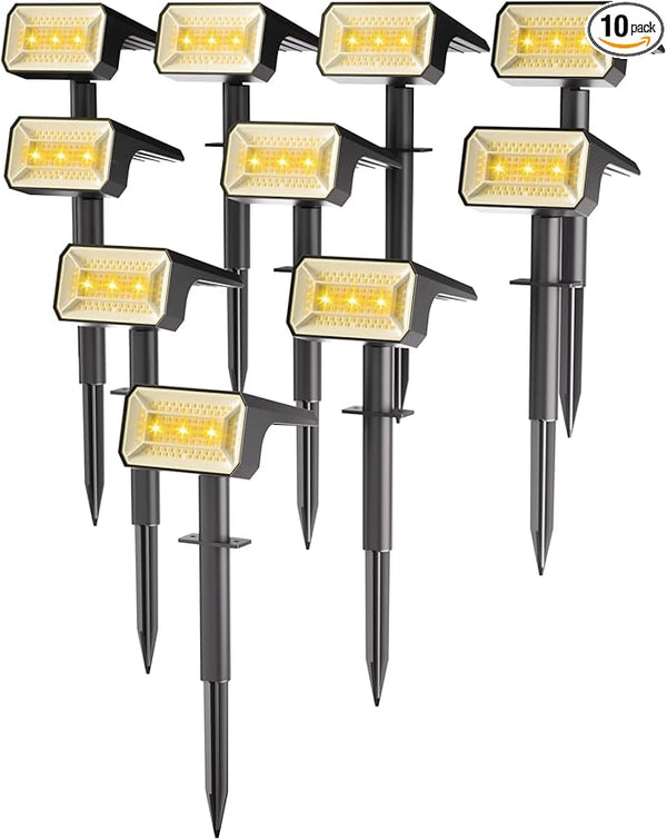 Fabrito Solar Spot Lights Outdoor 10 Pack, [108Leds, 4 Modes] Auto On/Off Spotlights, IP67 Waterproof Landscape | Lumora