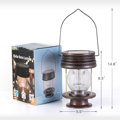 Hanging Solar Lights Outdoor - Solar Powered Waterproof Landscape Christmas Lanterns with Retro Design for Patio, Yard, Garden and Pathway Decoration (Warm Light) (2, 8.3")