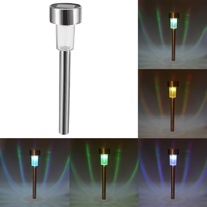 12 Pack Solar Ground Light Pathway 7 Light Color Lamp Stainless Steel Silver (id: 332 078 076 dc8 fd4 | Lumora