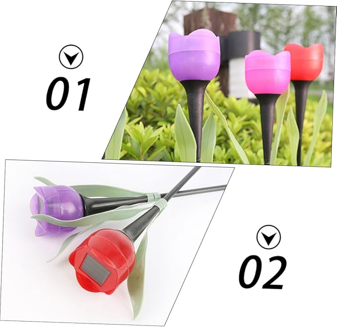 Milisten 5pcs Solar Power Tulip Lawn Stick Lamp Garden Ground Lamp Led Outdoor Solar Lights for Landscape Decorative Stake Lights