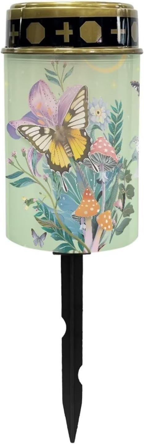 Butterfly Mushroom Solar Garden Stake Lights,Solar Cemetery for Grave Outdoor Lights, Sympathy Memorial Gifts for Grandmother, for Garden Yard Lawn Patio Decor
