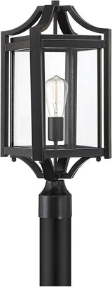 Franklin Iron Works Rockford Collection Rustic Farmhouse Outdoor Post Light Fixture Black Iron 20 1/4" Clear | Lumora