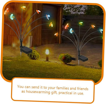 VALICLUD Solar Garden Lights Bee-Shaped 8-led Stake Solar Pathway Lights Swaying Outdoor Decorative for Patio Lawn Yard 2pcs
