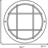 Nauticus - Round 7"dia Wet Location Bulkhead - Black Finish - Frosted Glass Shade - Outdoor Wall Light | Lumora