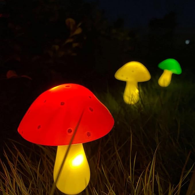 Outdoor Solar Garden Lights, Yard Decorations Mushroom -1Pack 6 Mushroom