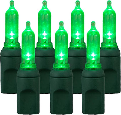 Pro Christmas T5 LED Christmas Lights - 100 Count Classic 5mm String Light Set - Professional Grade Indoor/Outdoor Commercial Holiday Lights for Trees, Bushes, & Décor - Green