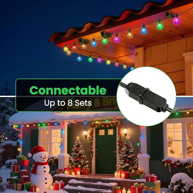 Christmas Outdoor String Lights 100FT, Colored Patio Lights, Shatterproof Dimmable Hanging Light with 50 LED G40 Bulbs Waterproof Outside Light for Xmas Halloween Garden Backyard Yard Bistro Holiday