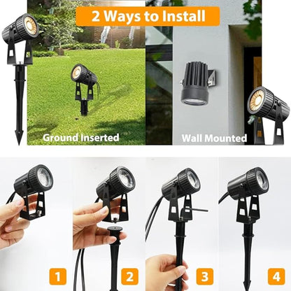 LED Landscape Lights Low Voltage, COB Landscape Lighting 24V 20W Warm White, 2100LM Garden Spotlights Outdoor for Yard, Lawn, Wall, Fence(6 Pack)