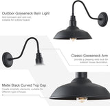 14in Outdoor Gooseneck Light Fixture for Porch, Large Exterior Barn Light with Wall Mount, Black Industrial | Lumora