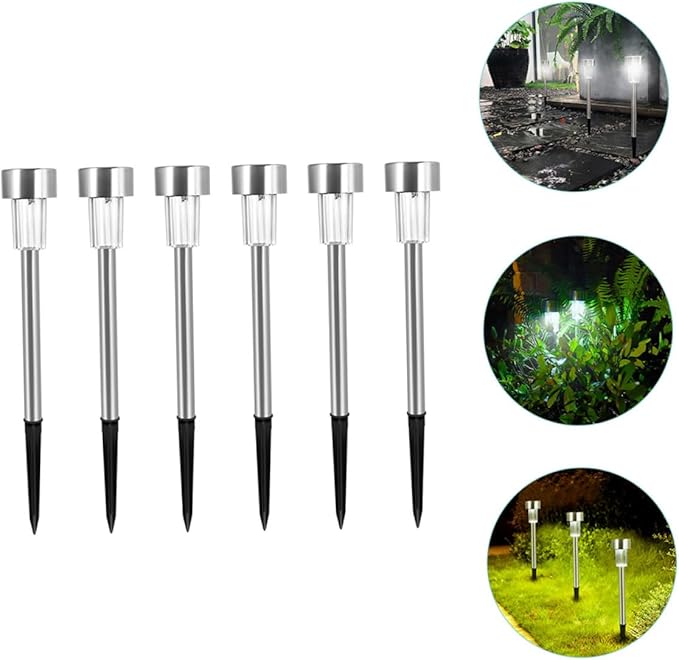 NUOBESTY 6pcs Solar Garden Lights Outdoor LED Landscape Pathway Lamps with Ground Stake for Patio Driveway Decoration