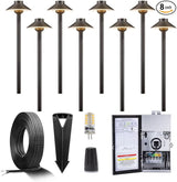 Gardenreet Brass Low Voltage Pathway Lights Kit(8 Pack) 12V LED with 150W Low Voltage Transformer and Mechanical | Lumora