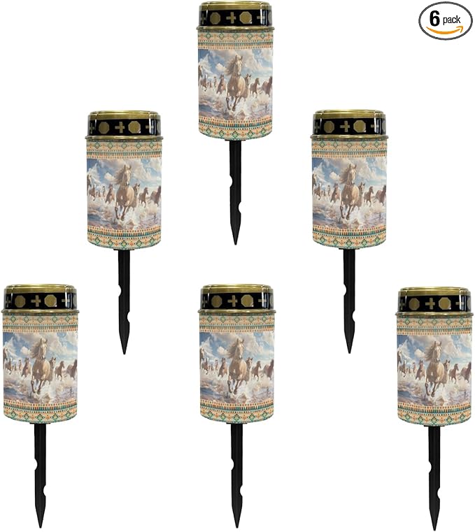 Western Aztec Horse Solar Garden Lights Outdoor Pathway Light for Yard Patio Driveway,Cemetery Decoration for Grave | Lumora