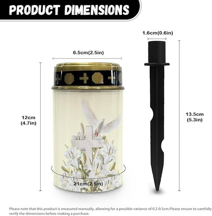 Cross Solar Lights Outdoor Cemetery Peace Dove Cemetery Solar Lights White Floral Religious Lighting Outdoor Waterproof for Graves in Garden