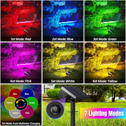 Halloween Solar Spot Lights Outdoor Waterproof, 4 Pack, 28 LED RGB