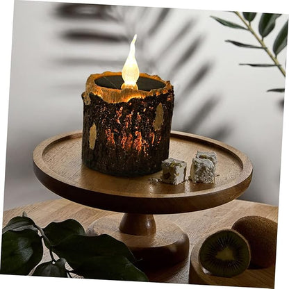 Mipcase Solar Stump Light Outdoor Landscape Light for Garden Patio and Pathway Durable Solar-Powered Decorative Lighting with Realistic Wood Grain Design