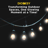 Diodesy- 24Ft Outdoor String Lights with S14 LED Shatterproof Edison Bulb & 7 Hanging Socket Commercial Grade E26 | Lumora