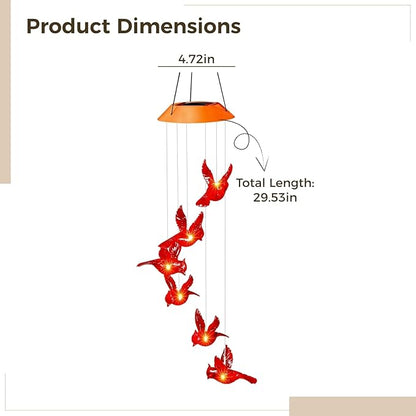 6 Flamingos Glowing with Solar Wind Chime Lights, Outside Decorations Changing Color Led Hanging, Solar Powered, Waterproof Yard Patio Pathway Lights, Abs Material, Flamingo Design