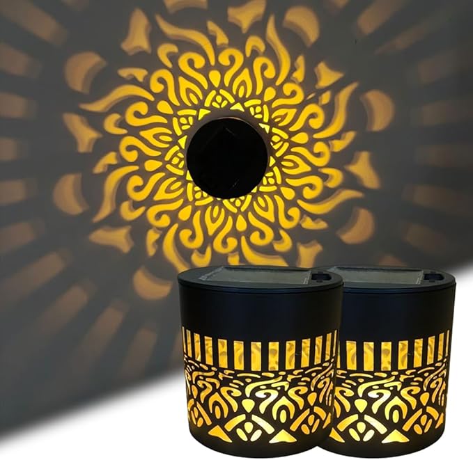 Decorative Solar Mandala Lights, 2026 New Solar Mandala Lights Outdoor, Mandala Theme Waterproof Fence Light for Garden Post Patio Backyard Yard Decor (2 Pcs)