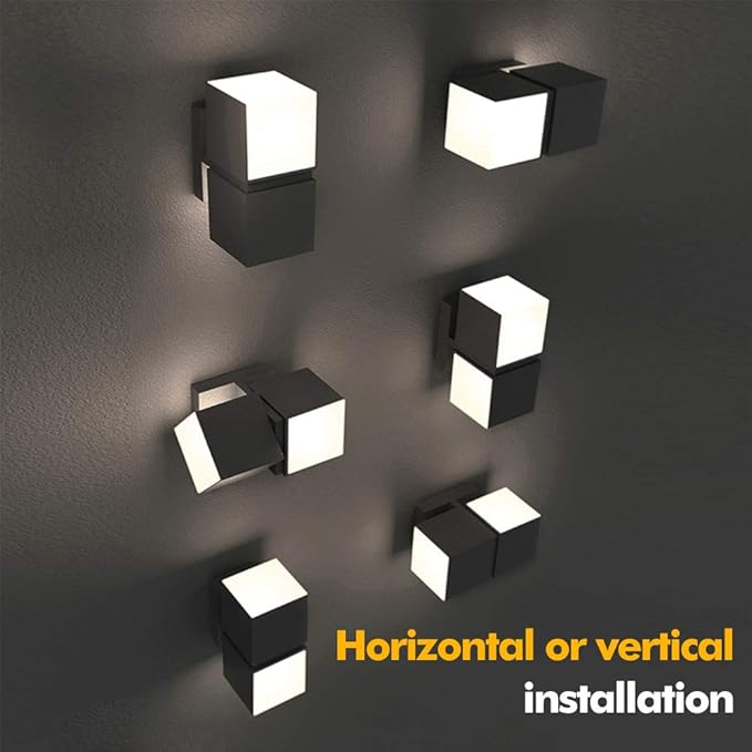 LUTEC Cuba 3000K 1100LM LED Integrated Porch Wall Light Outdoor and Indoor Bedroom LED Wall Lantern Sconce-Black
