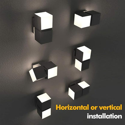LUTEC Cuba 3000K 1100LM LED Integrated Porch Wall Light Outdoor and Indoor Bedroom LED Wall Lantern Sconce-Black