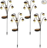 4 Pack Solar Hexagon Lights Outdoor Garden, 6 Head Solar Swaying Pathway Stake Lights with 8 Modes Changing Colors | Lumora