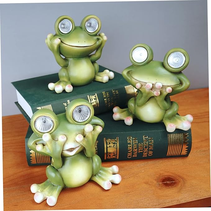 BESPORTBLE Frog Decorative Outdoor Solar Light Resin Craft Ornament Garden Landscape Lamp Easy Install Solar Pathway Lights