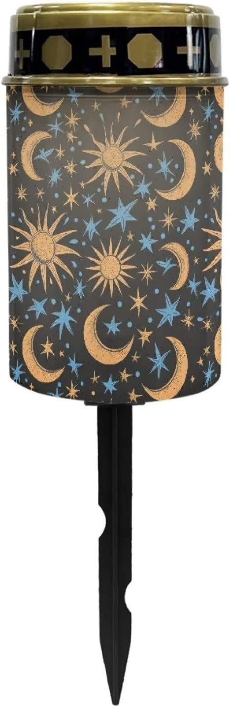Moon Star Cemetery Solar Stake Lights Bright Solar Powered Lights Garden Solar Light Decorative Memorial Lights for Yard, Lawn, Patio, Pathway, Backyard Gravesite Decor