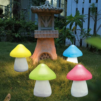 AOLI Solar Mushroom LED Light Waterproof Outdoor Garden Yard Landscape Lamp Decor (Green)
