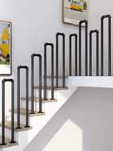 Hand Rails for Indoor Outdoor Steps 1 2 3 4 5 6 8 10 Steps, Black Industrial Pipe Staircase Handrails In Ground for | Lumora