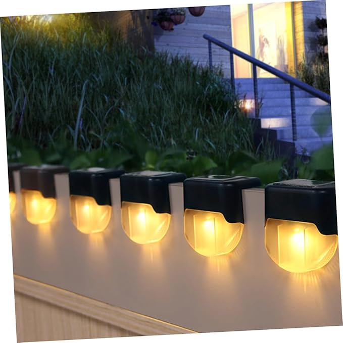 LIFKOME Solar Powered Outdoor Stair Lamp Warm LED Lighting for Fence Handrail Garden Pathway Easy Installation