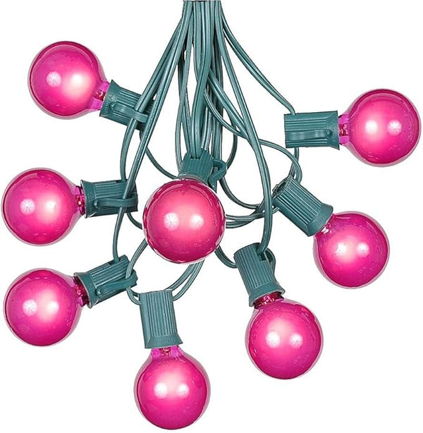 100 Foot G40 Outdoor Patio String Lights with 125 Pink Globe Bulbs – Indoor Outdoor String Lights – Market Bistro | Lumora