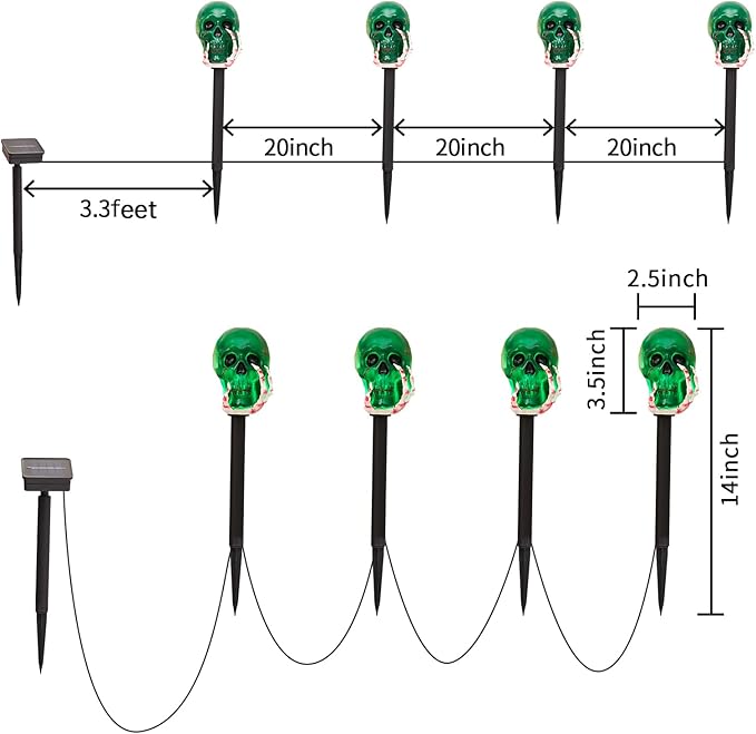 HUYIENO Solar 4pcs Halloween Pathway Lights LED Lights Outdoor Waterproof Halloween Decorations for Garden