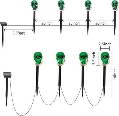 HUYIENO Solar 4pcs Halloween Pathway Lights LED Lights Outdoor Waterproof Halloween Decorations for Garden